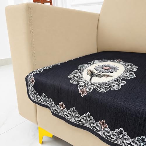 Image of Homerz Premium 'Maharaja Paradise Series' Sofa Cover | Net Fabric Sofa Cover | Washable, Anti-Dust Backed & Wrinkle Resistant Cover (Regal Flower, 1 Seater, Only Seat Cover)