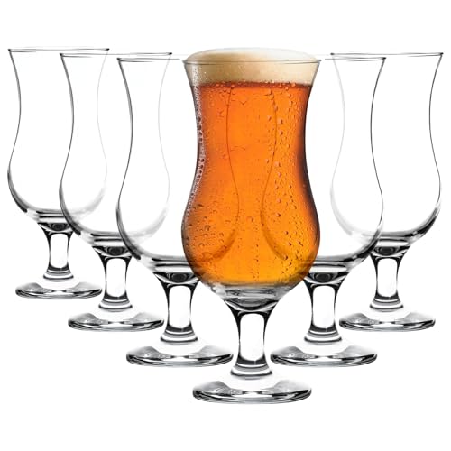 Rink Drink 460ml Vasos de Cerveza Artesanal con Tallo - Claro - 6x Grande Tulipán Cerveza Inglesa Sidra Pilsner Cóctel Bebida Copa Cáliz Juego de Vasos | Cristalería Regalos de Cumpleaños para Hombres