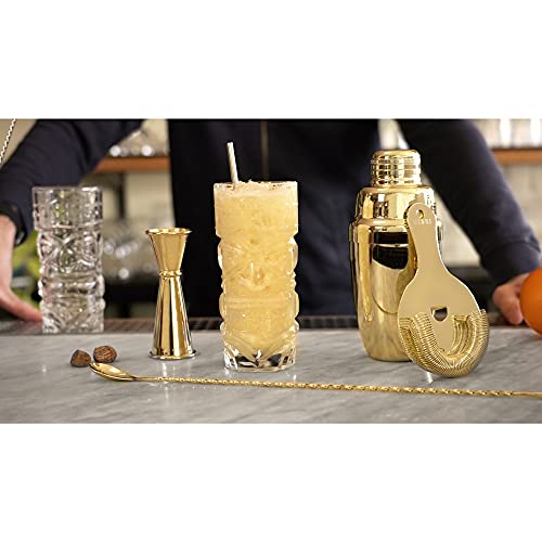 Viski Pacific Tropical Tiki Glasses Set Of 2 - Premium Crystal Clear Glass Tumbler, Stylish Tiki Glassware Bar Accessories And Cocktail Glass Gift Set, 14 Oz #TOP6