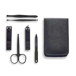 Nail Clippers 6-Piece Precision Grooming Kit, Carbon Steel Manicure Set with Fingernail Clippers, Portable with Travel Case