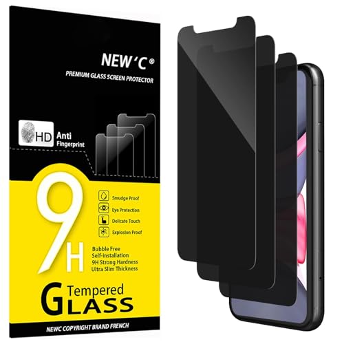 NEWC Pack of 3 Privacy Screen for iPhone 11 iPhone XR for Tempered Glass Improved 28 Degree Protection Angle Ultra Durable 9H Hardness Bubble-Free