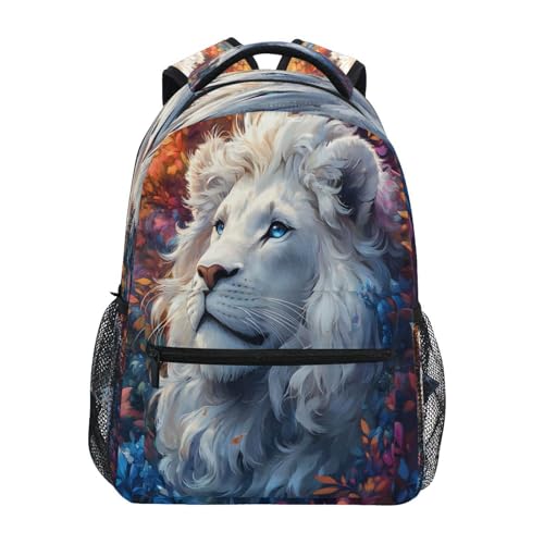Lion Flower Leaf Blossom Backpack for School Boys Girls Adults Kids Bookbag Laptop Bag 15L