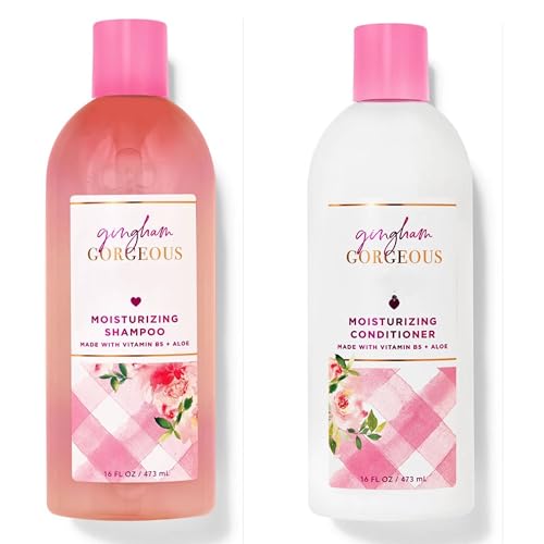 Bath and Body GINGHAM GORGEOUS Moisturizing Shampoo Conditioner 16 fl oz ea Fragrance Notes pink strawberries, peach nectar and peony blooms.