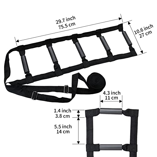 Bed Ladder Assist 160 Inch, Munzong Black Pull Up& Sit Up Assist Device, Assistive Bedside Straps W/ 5 Handle, Portable Rope Beds Ladder Helper For Elderly Senior Injury Handicap Patient Pregnant(4 M) #TOP1
