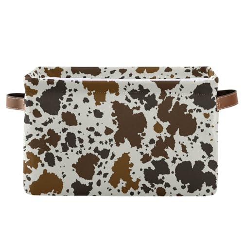 Image of xigua Cow Print Rectangular Storage Bin Canvas Square Storage Basket with Handles for Home,Office,Books,Nursery,Kid's Toys,Closet & Laundry,Gift Basket