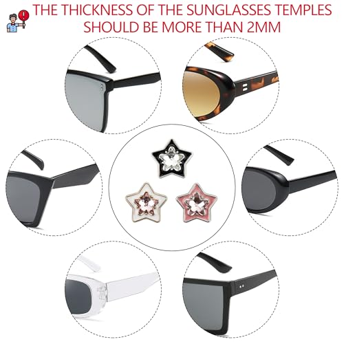 6Pcs Stars Sunglasses Charms, Glass Charm, Multicolour Fashionable and Trendy Accessories for Womens and Grils Gifts, Wear Lightweight and Comfortable Butterfly Decorations Glasses.3
