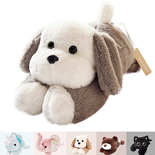 Uoozii 16" | 3 Pounds Grey Dog Weighted Stuffed Animals - Cute Weighted Plush Toy Comfort Weighted Plush Pillow Gifts For Kids & Adults (16" | 3 Lbs, Grey Dog) #TOP25