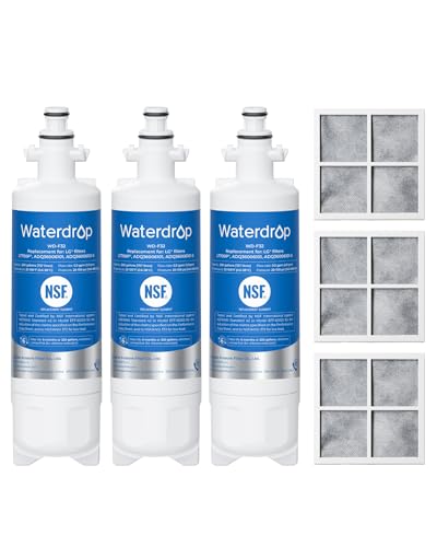 Waterdrop ADQ36006101 Replacement for LG LT700P Refrigerator Water Filter Kenmore 9690 469690 ADQ36006102 LFXS30766S RFC1200A FML-3 and LT120F Fresh Air Filter 3 Combo