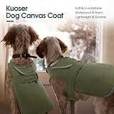 Kuoser Wasserdicht Hundemantel Hundejacke für Kleine Mittelgroße Hunde, Reflektierende Leinwand Wintermantel Große Hund Mantel Welpen Fleecejacke Wintermantel Hundeweste mit Gurtloch, L Grün