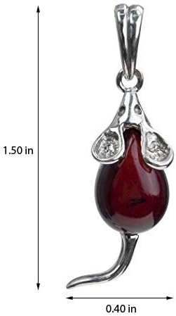 Ian and Valeri Co. Cherry Amber Sterling Silver Mouse Pendant Necklace Chain 18 Inches - Image 4