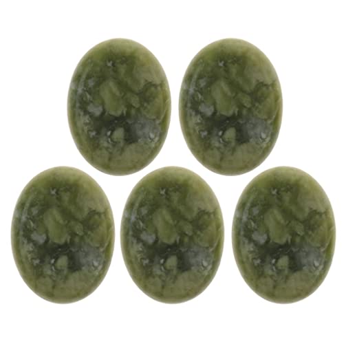 5pcs Massage Hot Stones Set Olive Green Jade Stones|Deep Stone Massage Kit for Spa|Great for Relaxing Body Fatigue|Heavy, Thick, and Well-Polished