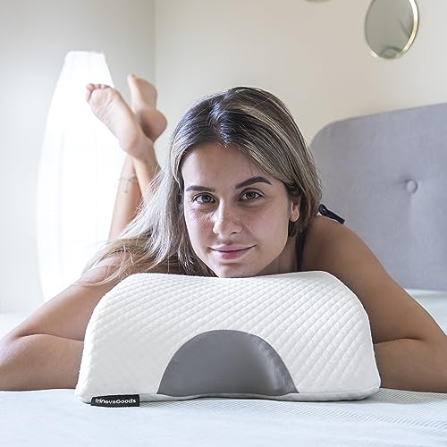 InnovaGoods - Viskoelastisches Nackenkissen für Paare, Ergonomisches Design für Entspannung zu Zweit, Memory-Schaum für Druckentlastung, Abnehmbarer Bezug, Weiß, 36 x 12,5 x 30,5 cm, Memory-Schaum