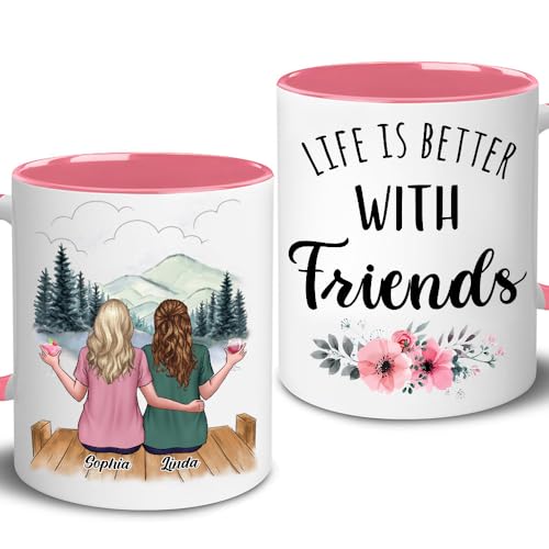 VUNVUT86 Personalized Bestie Gift - Friendship Gift For Besties, Best Friends, Sisters - Bestie Mug - Life Is Better With Friends - Birthday Gifts For BFF, Close Friend, Women, Her