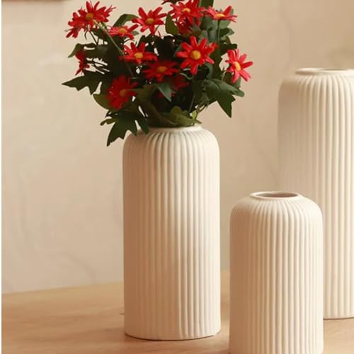 Image of KREATIVE ART'S Flower Vase for Living Room | Ceramic Vase for Home Decor | Home Decoration Items for Living Room & Hall | Black Beidge White Ceramic Vase Set of 3