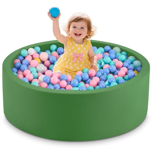 Aunekiv B&auml;llebad f&uuml;r Baby ab 1 Jahr, Rundes Weiches Schaumstoff-B&auml;llebad ohne B&auml;lle, 90x30 cm B&auml;llepool Spielzeug f&uuml;r Kleinkinder, Gr&uuml;n