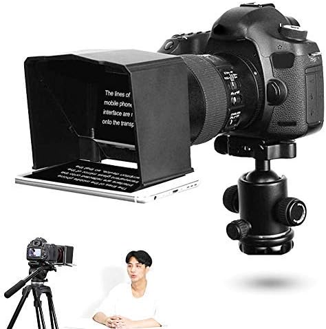 Portable Smart Phone Teleprompter, Parrot Teleprompter with 8 Lens Adapter Rings Support Speed Adjustment/Quick Turning Page for Interview/Speech/TV Show