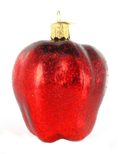 Old World Christmas Red Delicious Apple Glass Blown Ornament for Christmas Tree, Handcrafted Holiday Decoration, Fruit Collection