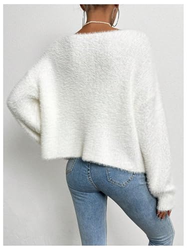 SOLY HUX Women's Fuzzy Open Front Cardigan Elegant Pearl Long Sleeve Dressy Casual Sweaters Outerwear2