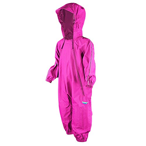 Splashy Waterproof One Piece Rainsuits and MudStopper Coveralls for Kids (5 Years, Hot Pink)