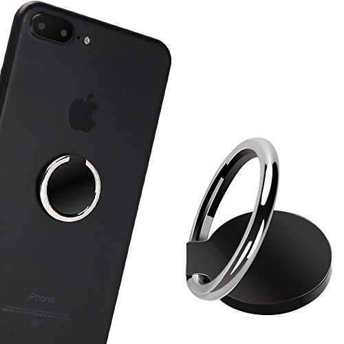 Phone Ring,Finger Ring Stand,360° Rotary Cell Phone Holder Finger Loop Grip Mount Universal Smartphone Kickstand for iPhone 6/6s Plus, iPhone 7/7 Plus, Samsung Galaxy S8/S8 (Black)