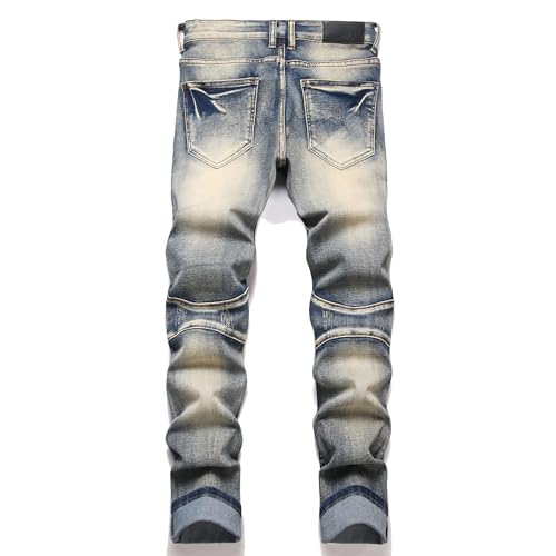 OIIIO Men's Retro Straight-Fit Stretch Jean2