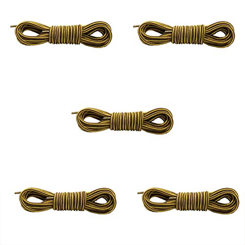 WDOIT Lot de 5 Paires de Lacets Ronds Bicolores rayés en Dentelle pour Bottes de Marche, Chaussures de randonnée, Polyester, Golden Coffee Colour#c, 90 cm