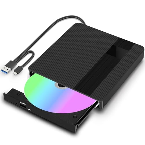 BNEHHOV Reproductor DVD Disquetera Externa USB 3.0 Tipo C Lector CD Externo Portátil Unidad de CD Externa Plug and Play Ruido Bajo Grabadora DVD Externa PC, Portátil, Mac, Windows
