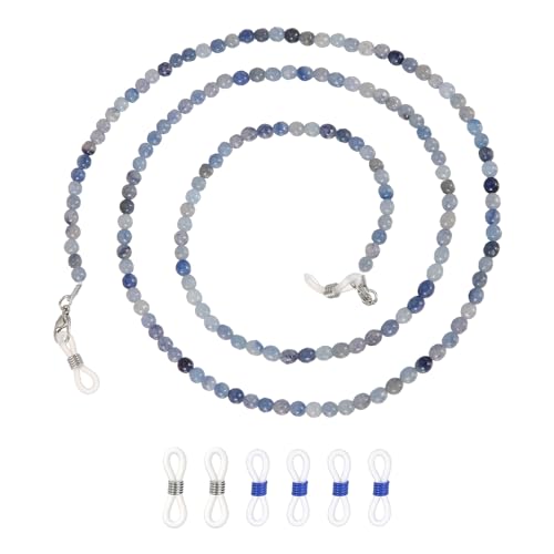 Chaîne de lunettes anti-perte en pierre naturelle bleue avec boucles