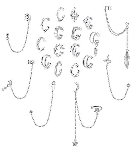 Lolias 20 Pcs Ear Cuff Earrings For Women Chain Earrings Cartilage Helix Cuff Earring Leaf Flower Non Piercing Earring #TOP9