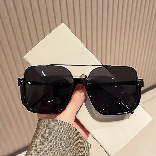 Vintage Oversized Sunglasses Fashion Men Women Square Shades Eyewear Trendy Popular Design UV400 Sun Glasses4