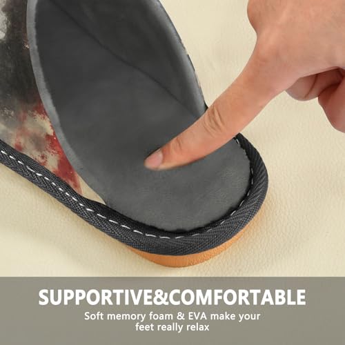 Vintage Train House Slippers Unisex, Warm Slipper Rubber Sole Memory Foam Indoor Outdoor 4-54