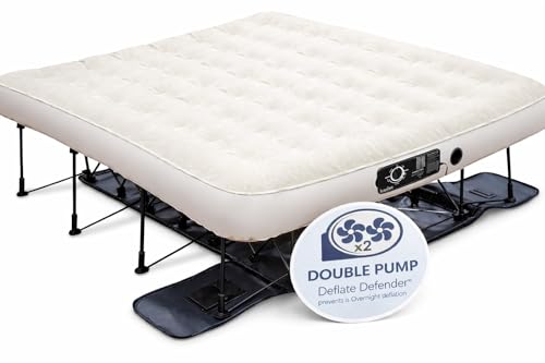 Image of Ivation EZ-Bed (King) Air Mattress with Deflate Defender Technology Dual Auto Comfort Pump and Dual Layer Laminate Material - AirBed Frame & Rolling Case for Guest, Travel, Vacation, Camping