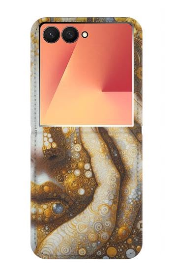 Housse cuir Z Flip 7 Larme d'Or, étui à clapet artistique pour smartphone