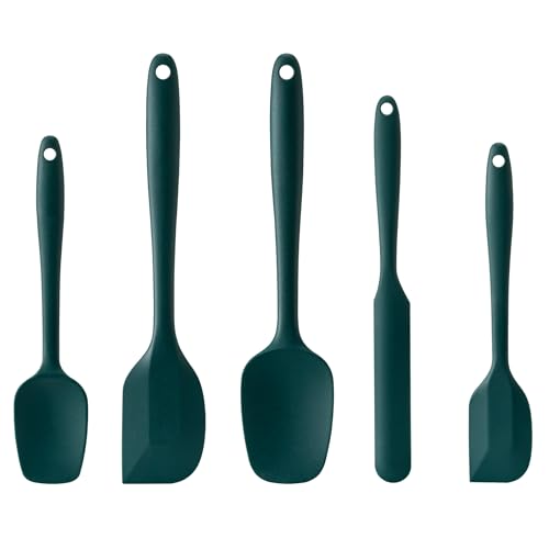 Ensemble 5 spatules silicone résistantes chaleur vert foncé