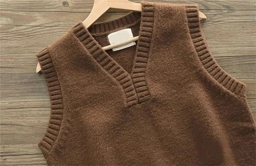 Men's Knitted Vest Solid Color Waistcoat V Neck Slim Fit Sweaters Sleeveless Cable Knit Top3