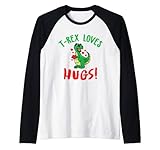 Photo Gallery t-rex loves hugs funny dinosaur pun joke humor maglia con maniche raglan Photo Gallery t-rex loves hugs funny dinosaur pun joke humor maglia con maniche raglan