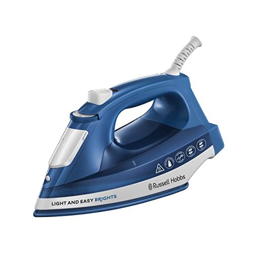 Russell Hobbs Light & Easy Brights Plancha de Ropa - 2400 W, Suela con Revestimiento de Cerámica Coloreada, Golpe de Vapor 90 g, Vapor Continuo 30 g, Azul - 24830-56