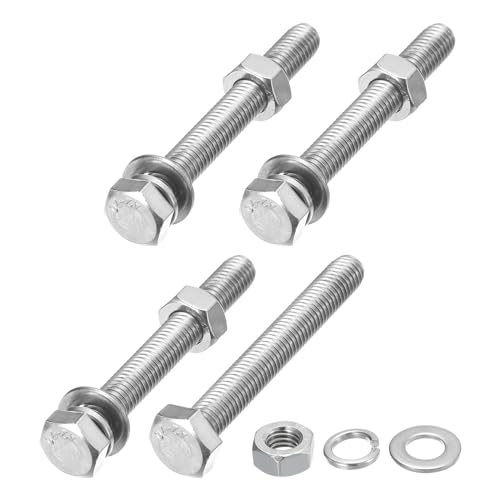 Image of METALLIXITY Hex Head Screws Bolts, Nuts, Flat & Lock Washers Kits (M8-1.25x65mm) 4 Set, Stainless Steel Fully Threaded Machine Screws Bolt Set - for Home Appliance Equipment