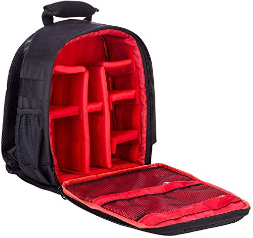 Camera Bag, Camera Backpack Multifunction Waterproof Camera Case Rucksack with Rain Cover for SLR/DSLR, Lens and Accessories in Black