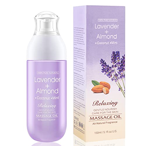 Newvenper Massage Oil With Lavender Almond Peppermint And Coconut Massage Oil Ideal Body Oil For Skin Moisturizing For Men And Women 5.1 Fl.Oz cover