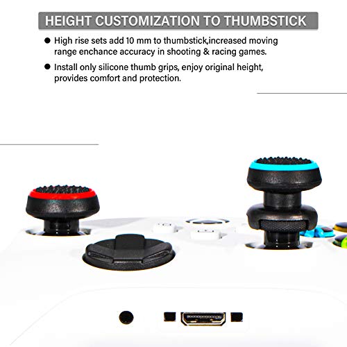 Image of FPS Thumbstick Extender & 3D Texture Rubber Silicone Grip Cover 2 Sets for Xbox Series X /S & Xbox One Controller(Black Red+Blue)