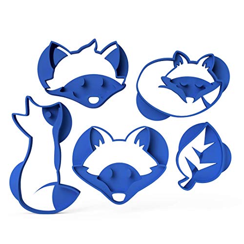 3DreamsDesign 5er Set Keksausstecher Herbst Ausstechform Waldtiere Fuchs Blatt ideal als Ausstecher für Fondant Marzipan Teig aus Bio-Kunststoff Made in Germany
