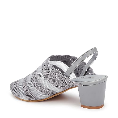 Image of Marc Loire Women's Knitted Round Toe Block Heel Mules for Casual and Formal Wear