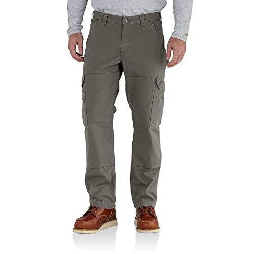 Carhartt Men's Ripstop Cargo Work Pant Flannel Lined, Gravel, 34W X 32L