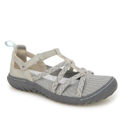 JBU by Jambu Women's Juliana Mary Jane Flat, Light Grey/Gunmetal, 8