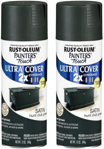 Rust-Oleum 249074 Painter's Touch 2X Ultra Cover - Pintura en aerosol de 12 onzas, color verde club de caza satinado (paquete de 2)
