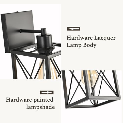 Image of Rotatable Angle Black Wall Sconce Set of Two,Metal Vintage Dimmable Wall Sconces,Industrial Wall Lights for Bedroom Bedside Doorway