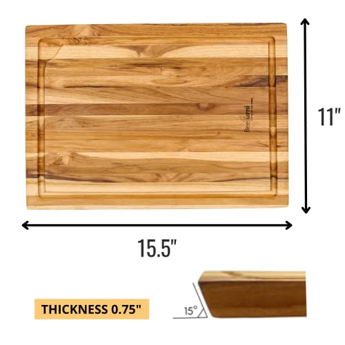 Beefurni Small Wooden Cutting Boards For Kitchen, Teak Wood Cutting Board With Juice Groove, Chopping Board Wood, Natural Color, Kitchen Gifts, 1 Year Warranty, (S, 15.5 X 11 X 0.75 Inches) #TOP2