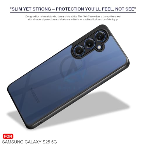 Image of AESTMO Samsung Galaxy S25 5G Back Cover | 360 Protection | Crystal Clear Hard Back Transparent | Bumper Case for Samsung Galaxy S25 5G (PC+TPU, Black Bumper)