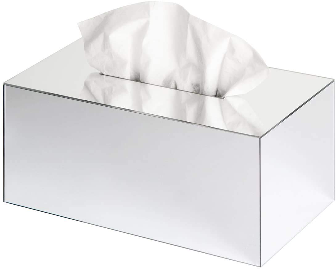 JackCubeDesign Overall Acrylic Mirror Rectangle Tissue Box Holder Case Storage Case Stand Box Napkin Holder Organizer (9.53 x 5.63 x 4.33 inches) - MK219B